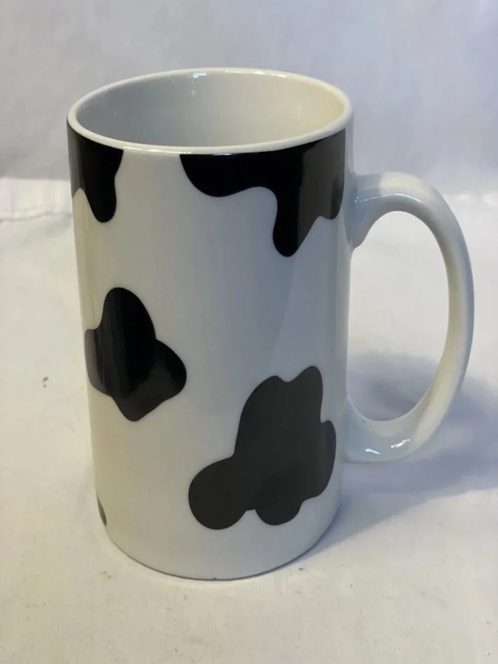 Spotted Cow Print Coffee Mug Tienshan Style Black White Ceramic Tea Cup Holstien